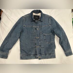 Zara Blue Denim Jacket with Shearling Lining